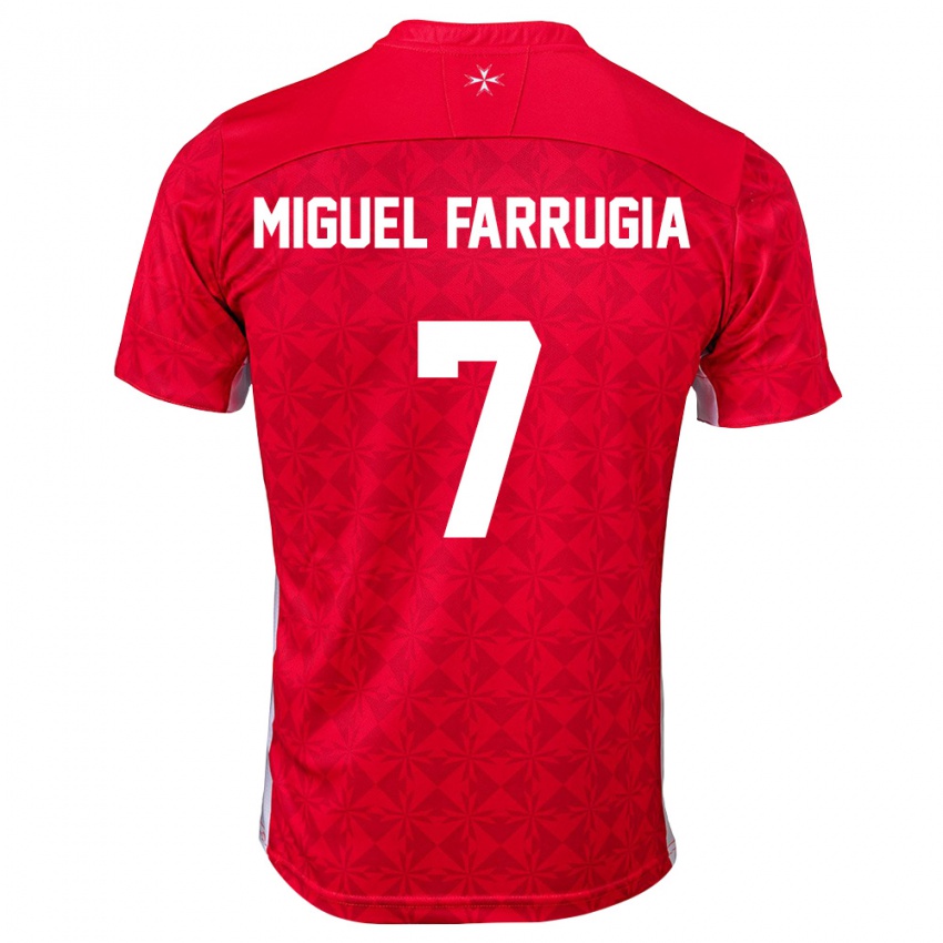 ילדים מלטה Miguel Farrugia #7 אדום לבן ג'רזי ביתית 26-28 חולצה קצרה