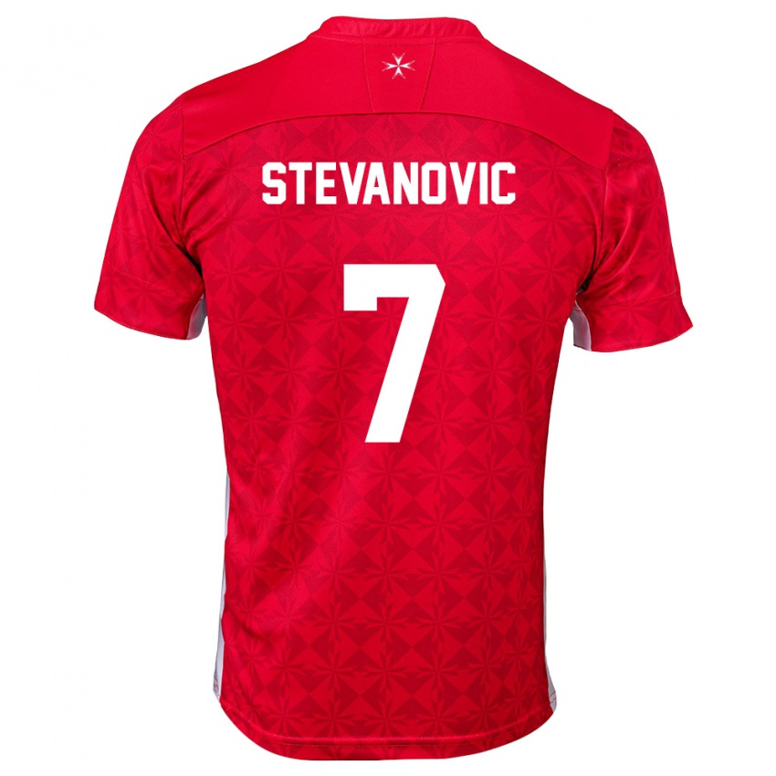 ילדים מלטה Mateja Stevanovic #7 אדום לבן ג'רזי ביתית 26-28 חולצה קצרה