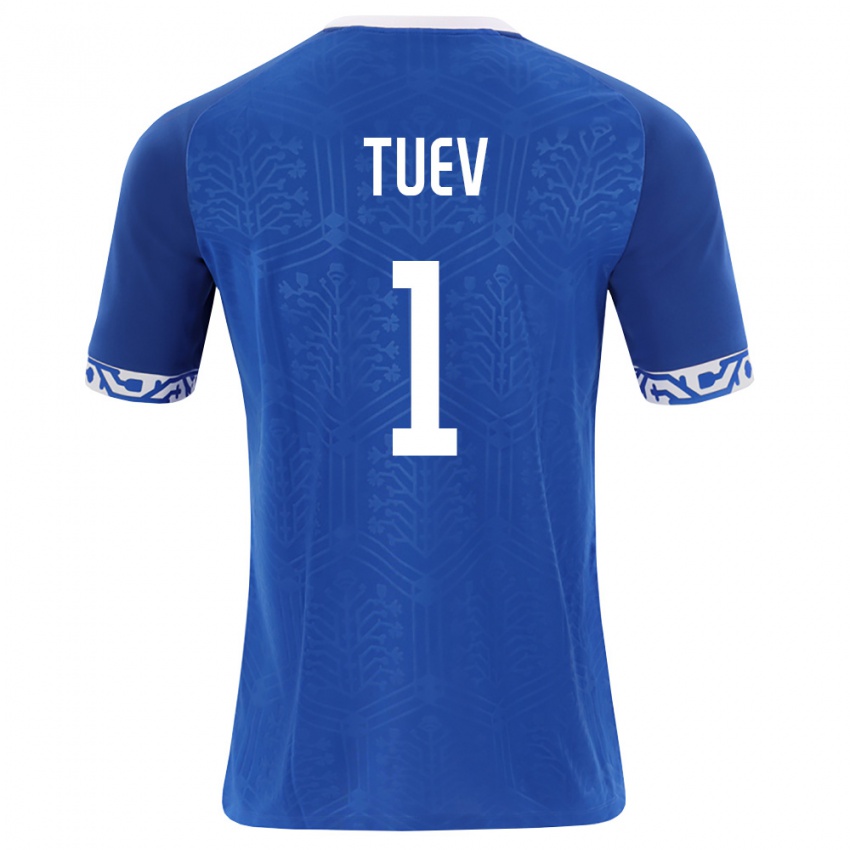 ילדים מולדובה Artur Tuev #1 כחול מלכותי לבן ג'רזי ביתית 26-28 חולצה קצרה