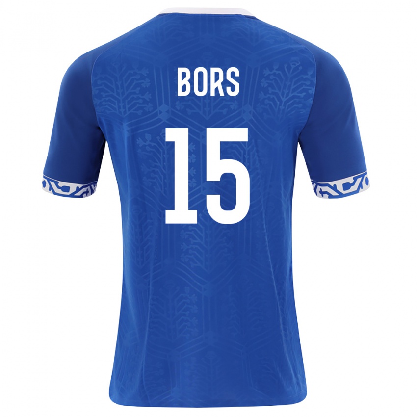 ילדים מולדובה Ion Borș #15 כחול מלכותי לבן ג'רזי ביתית 26-28 חולצה קצרה