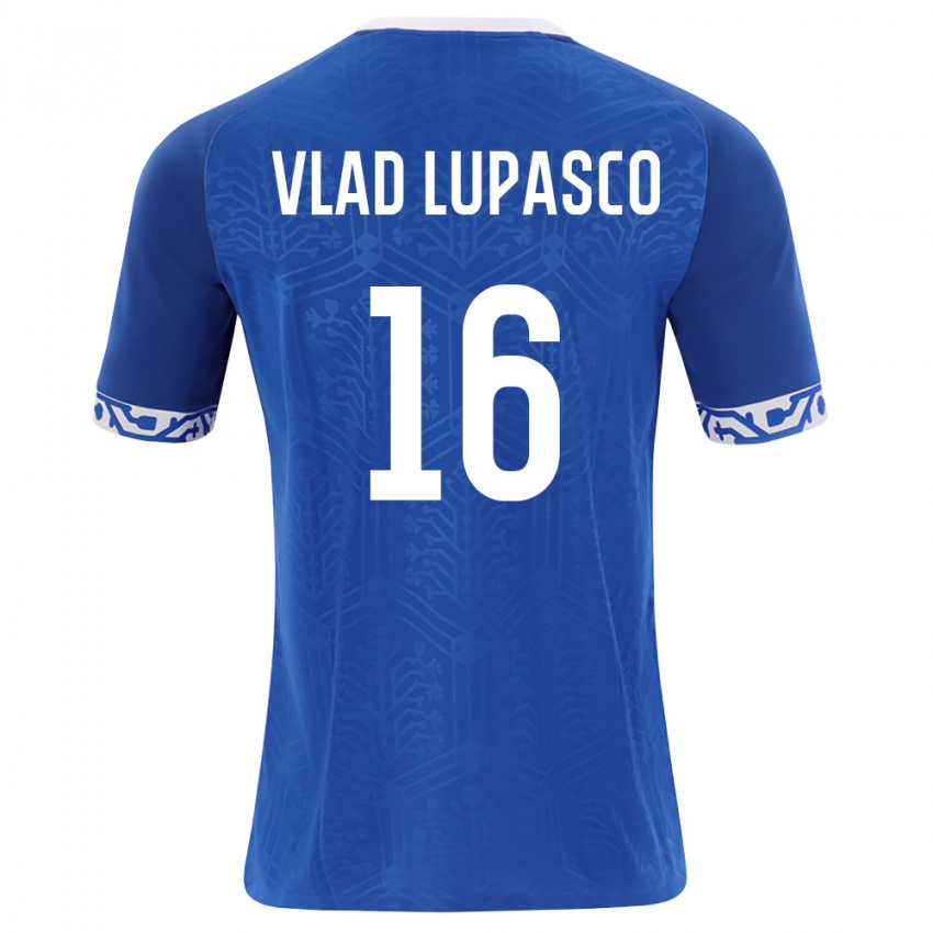 ילדים מולדובה Vlad Lupașco #16 כחול מלכותי לבן ג'רזי ביתית 26-28 חולצה קצרה