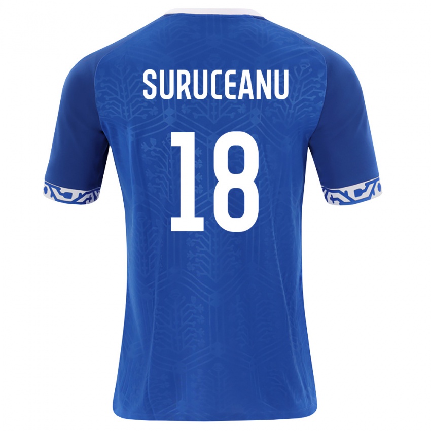 ילדים מולדובה Sebastian Suruceanu #18 כחול מלכותי לבן ג'רזי ביתית 26-28 חולצה קצרה