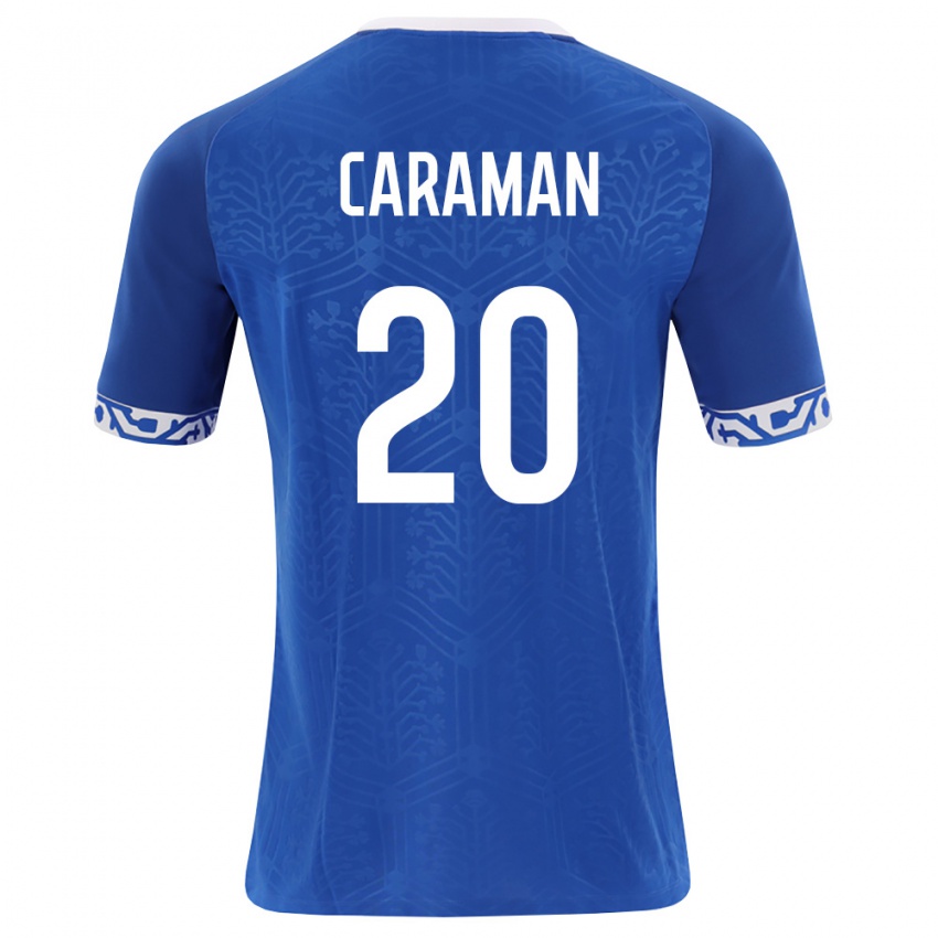 ילדים מולדובה Ilia Caraman #20 כחול מלכותי לבן ג'רזי ביתית 26-28 חולצה קצרה