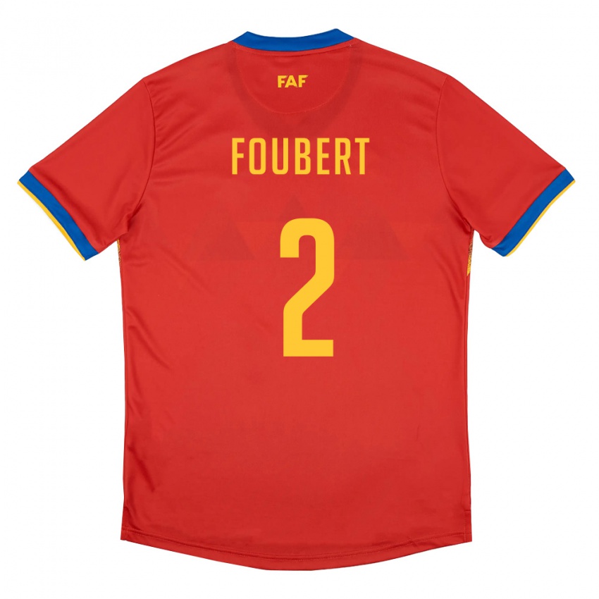 ילדים אנדורה Arnau Foubert #2 אדום כחול צהוב ג'רזי ביתית 26-28 חולצה קצרה
