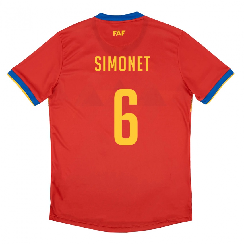 ילדים אנדורה Pere Simonet #6 אדום כחול צהוב ג'רזי ביתית 26-28 חולצה קצרה