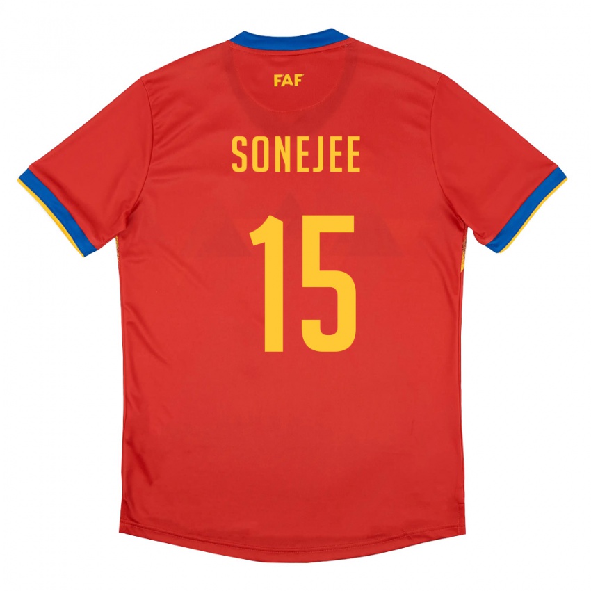 ילדים אנדורה Ayan Sonejee #15 אדום כחול צהוב ג'רזי ביתית 26-28 חולצה קצרה