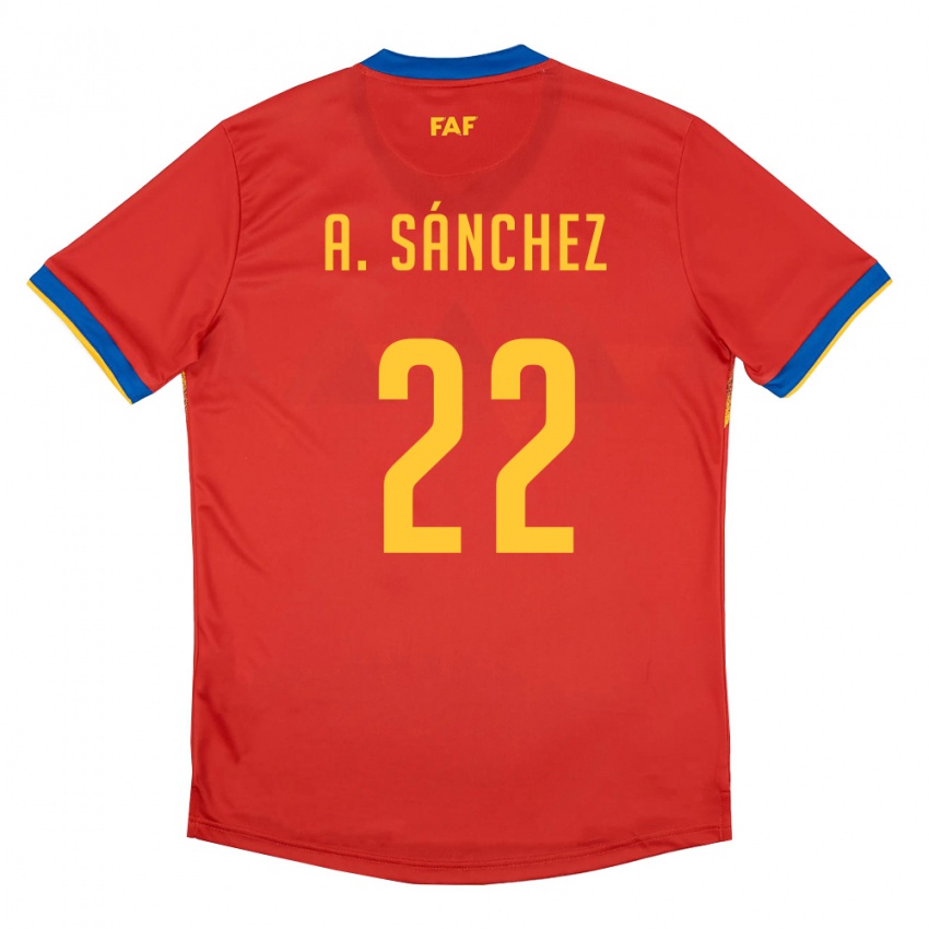 ילדים אנדורה Aaron Sánchez #22 אדום כחול צהוב ג'רזי ביתית 26-28 חולצה קצרה