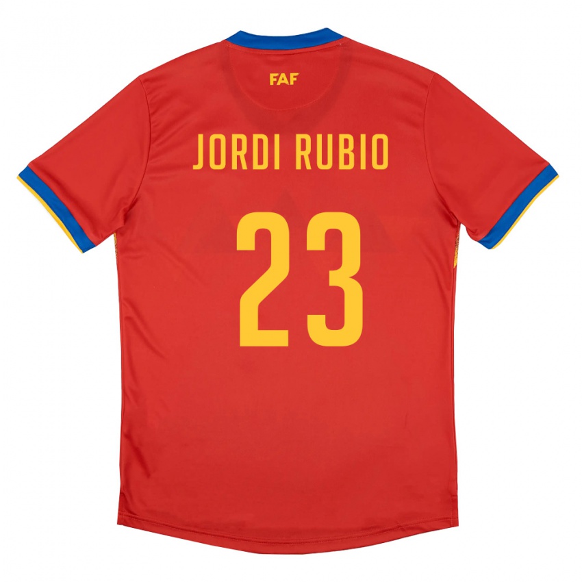 ילדים אנדורה Jordi Rubio #23 אדום כחול צהוב ג'רזי ביתית 26-28 חולצה קצרה