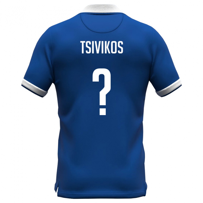ילדים קפריסין Panagiotis Tsivikos #0 כחול מלכותי לבן ג'רזי ביתית 26-28 חולצה קצרה