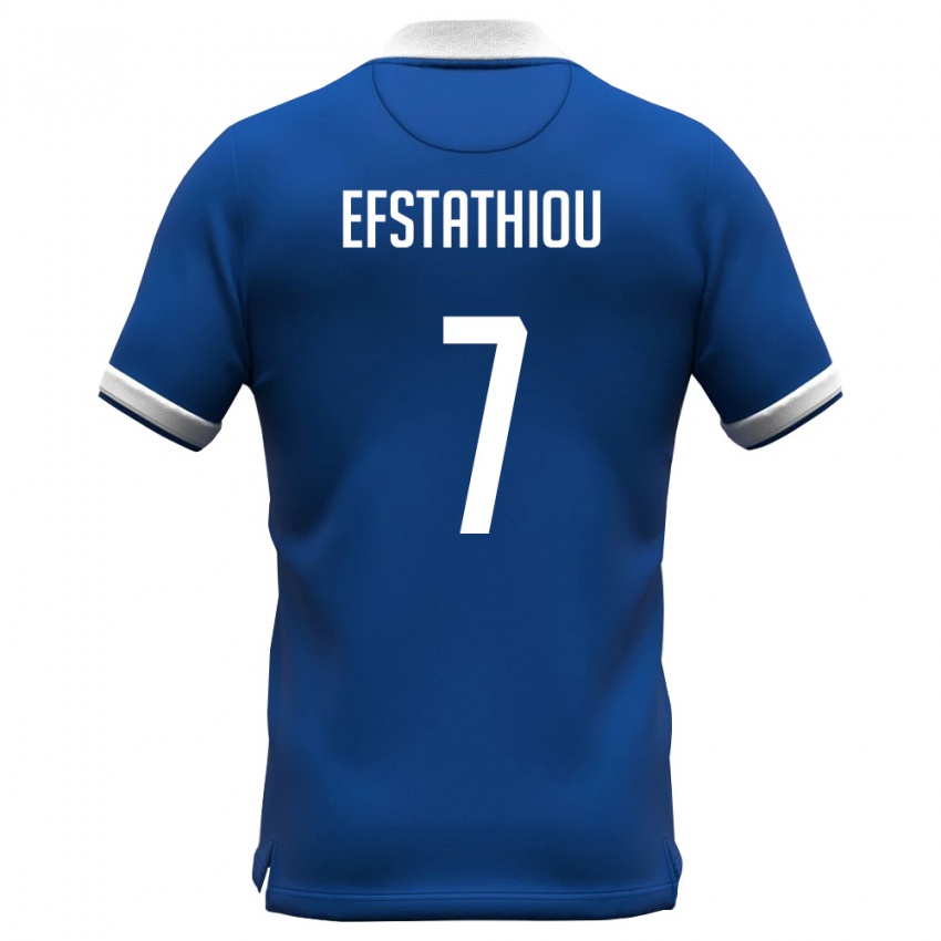 ילדים קפריסין Alexandros Efstathiou #7 כחול מלכותי לבן ג'רזי ביתית 26-28 חולצה קצרה