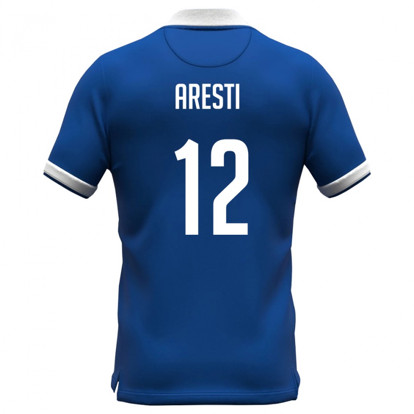 ילדים קפריסין Theofanis Aresti #12 כחול מלכותי לבן ג'רזי ביתית 26-28 חולצה קצרה