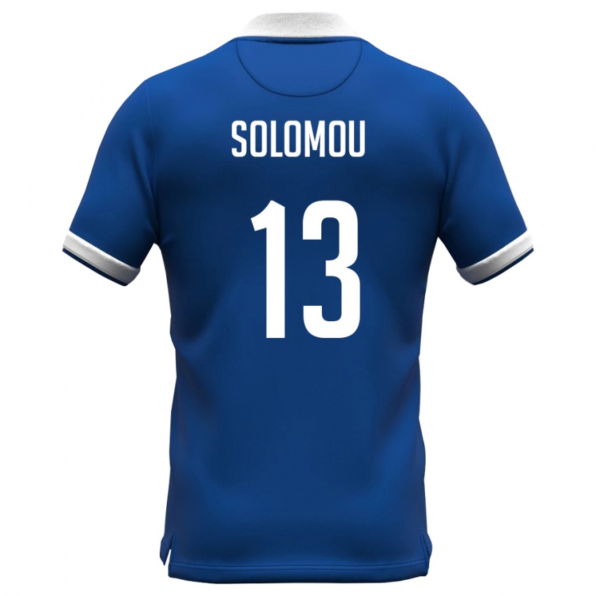 ילדים קפריסין Michail Solomou #13 כחול מלכותי לבן ג'רזי ביתית 26-28 חולצה קצרה