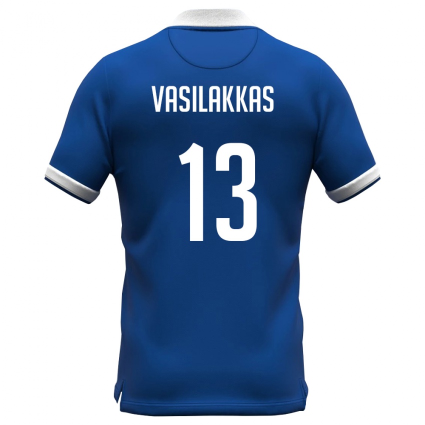 ילדים קפריסין Vasilis Vasilakkas #13 כחול מלכותי לבן ג'רזי ביתית 26-28 חולצה קצרה