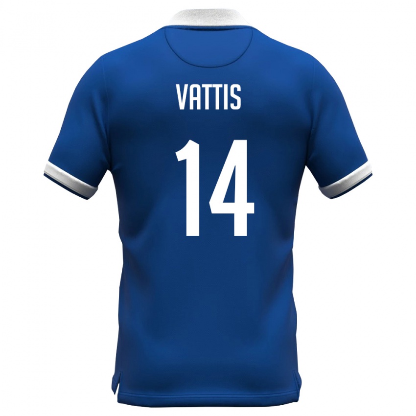 ילדים קפריסין Charalampos Vattis #14 כחול מלכותי לבן ג'רזי ביתית 26-28 חולצה קצרה