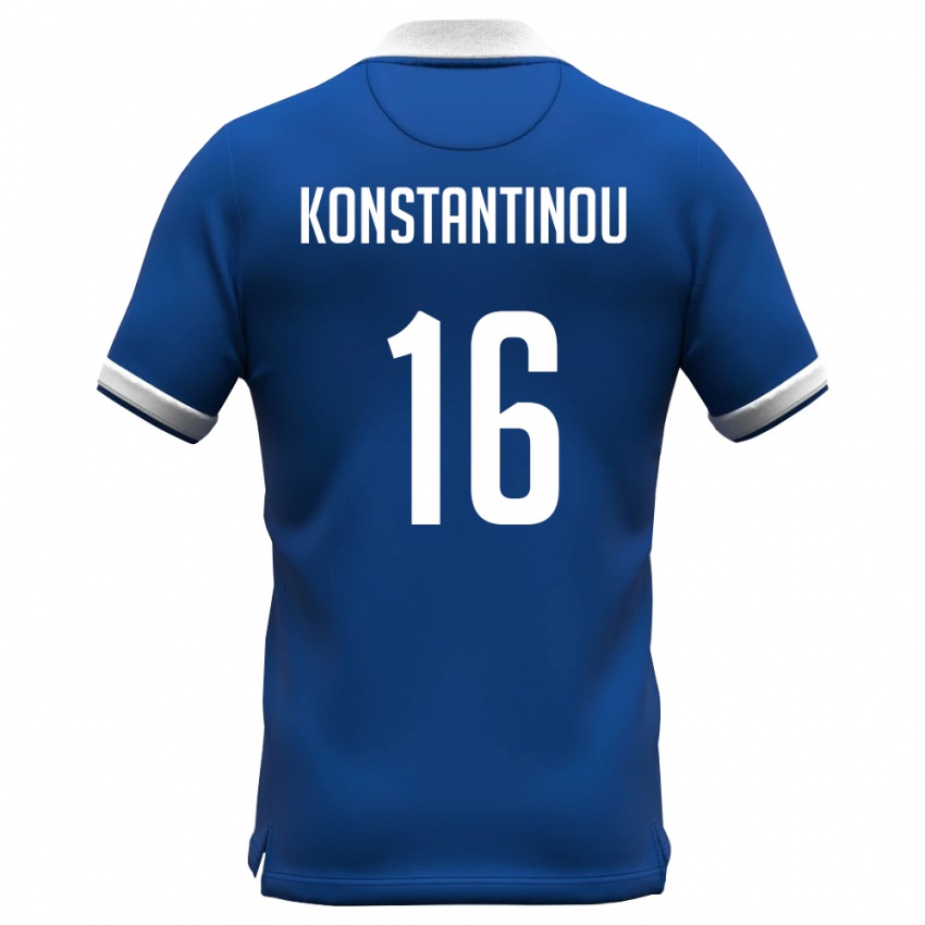 ילדים קפריסין Paraskevas Konstantinou #16 כחול מלכותי לבן ג'רזי ביתית 26-28 חולצה קצרה