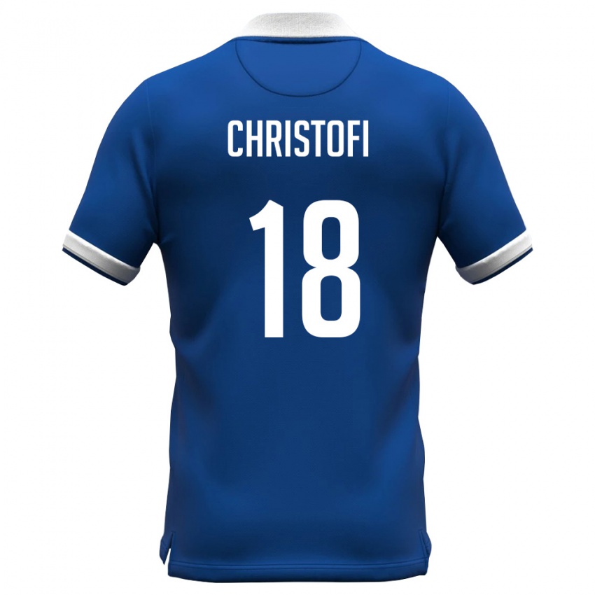 ילדים קפריסין Sokratis Christofi #18 כחול מלכותי לבן ג'רזי ביתית 26-28 חולצה קצרה