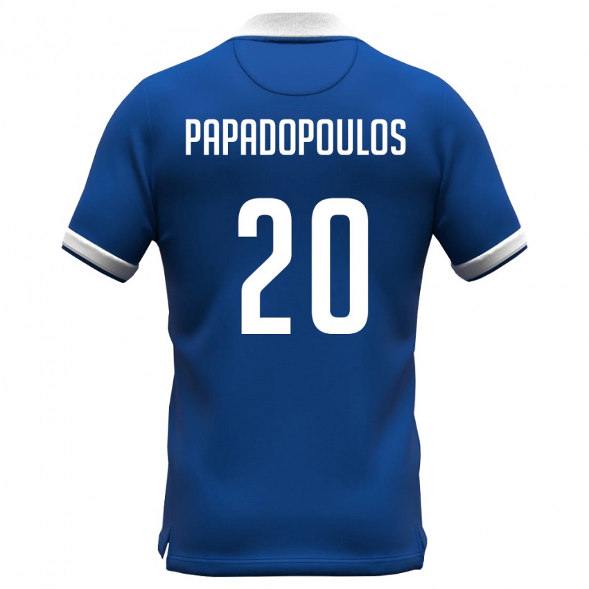 ילדים קפריסין Christos Papadopoulos #20 כחול מלכותי לבן ג'רזי ביתית 26-28 חולצה קצרה