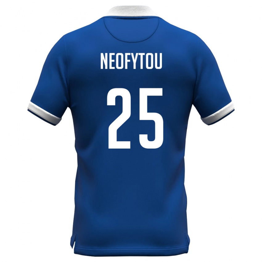 ילדים קפריסין Angelos Neofytou #25 כחול מלכותי לבן ג'רזי ביתית 26-28 חולצה קצרה