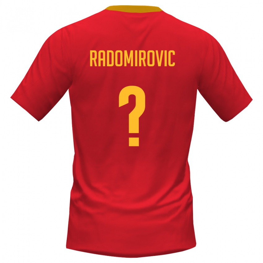 ילדים מונטנגרו Petar Radomirovic #0 אדום צהוב ג'רזי ביתית 26-28 חולצה קצרה