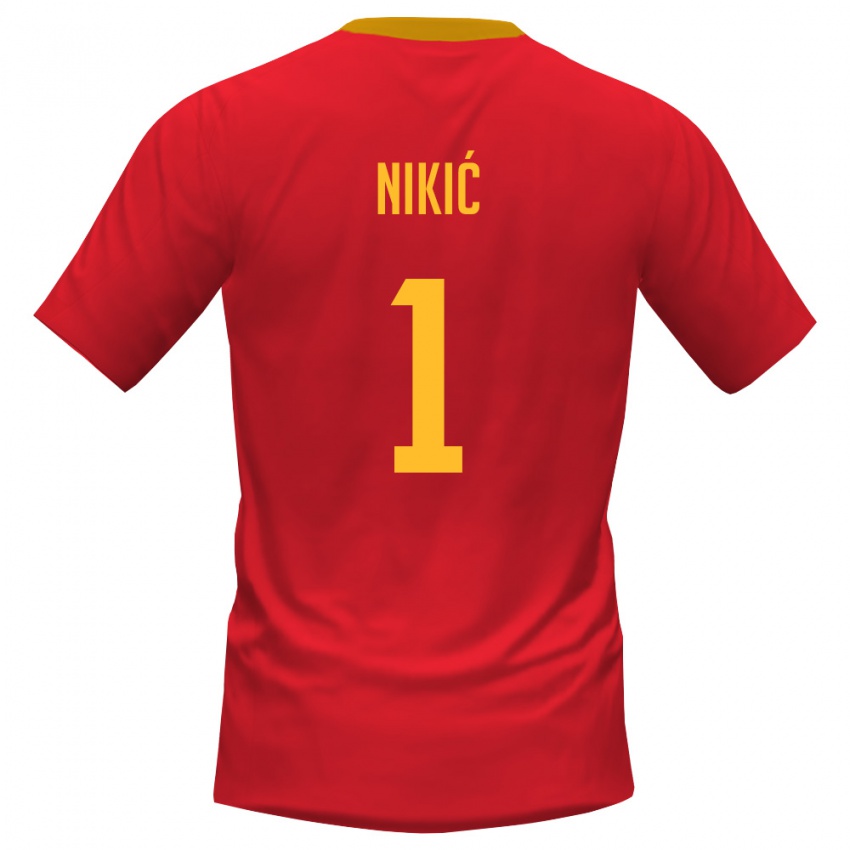 ילדים מונטנגרו איגור ניקיץ׳ #1 אדום צהוב ג'רזי ביתית 26-28 חולצה קצרה