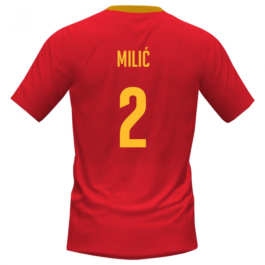 ילדים מונטנגרו סטפן מיליץ' #2 אדום צהוב ג'רזי ביתית 26-28 חולצה קצרה