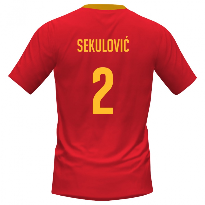 ילדים מונטנגרו Petar Sekulović #2 אדום צהוב ג'רזי ביתית 26-28 חולצה קצרה
