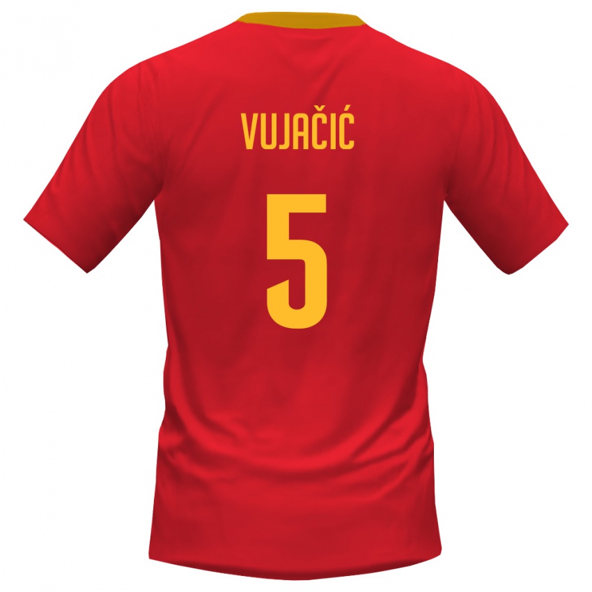 ילדים מונטנגרו איגור וויאצ׳יץ׳ #5 אדום צהוב ג'רזי ביתית 26-28 חולצה קצרה