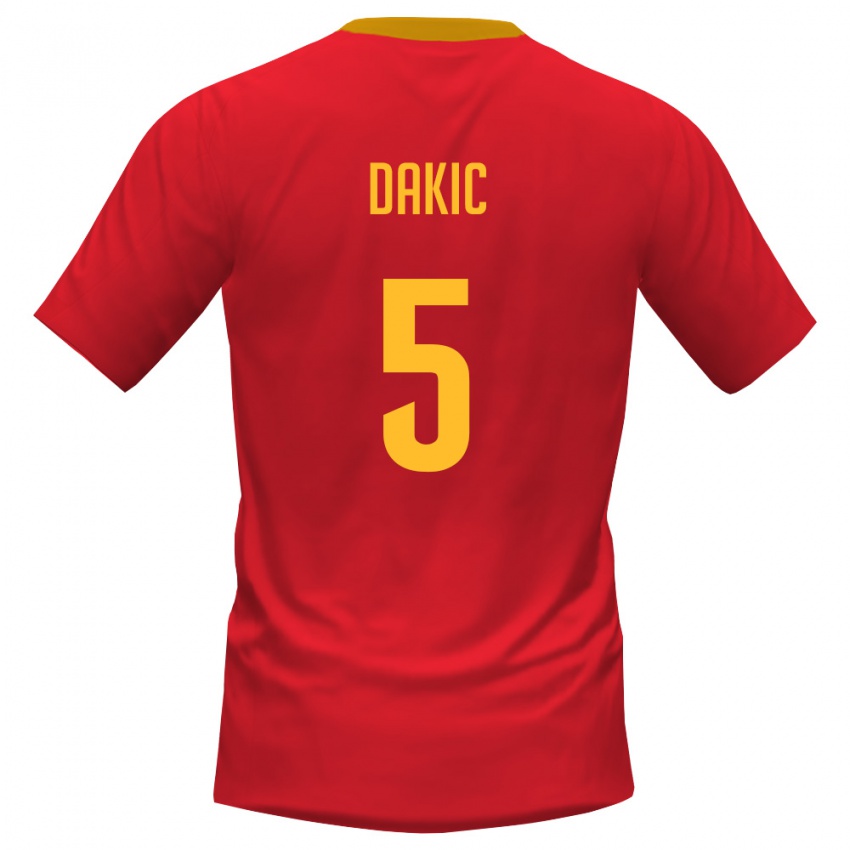 ילדים מונטנגרו דמיאן דאקיץ׳ #5 אדום צהוב ג'רזי ביתית 26-28 חולצה קצרה