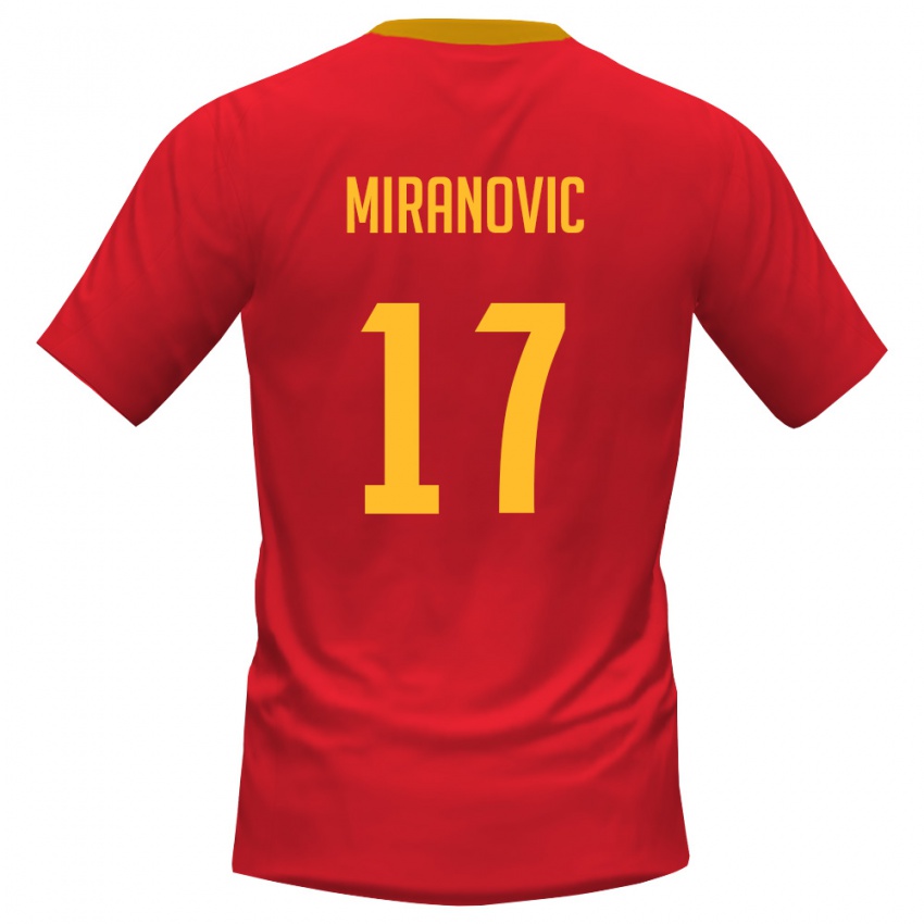 ילדים מונטנגרו דראגן מיראנוביץ' #17 אדום צהוב ג'רזי ביתית 26-28 חולצה קצרה