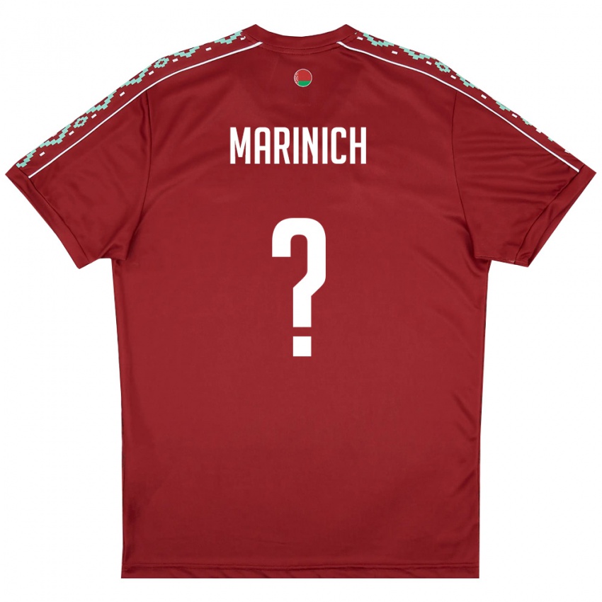 ילדים בלארוס Matvey Marinich #0 אדום עמוק לבן ג'רזי ביתית 26-28 חולצה קצרה