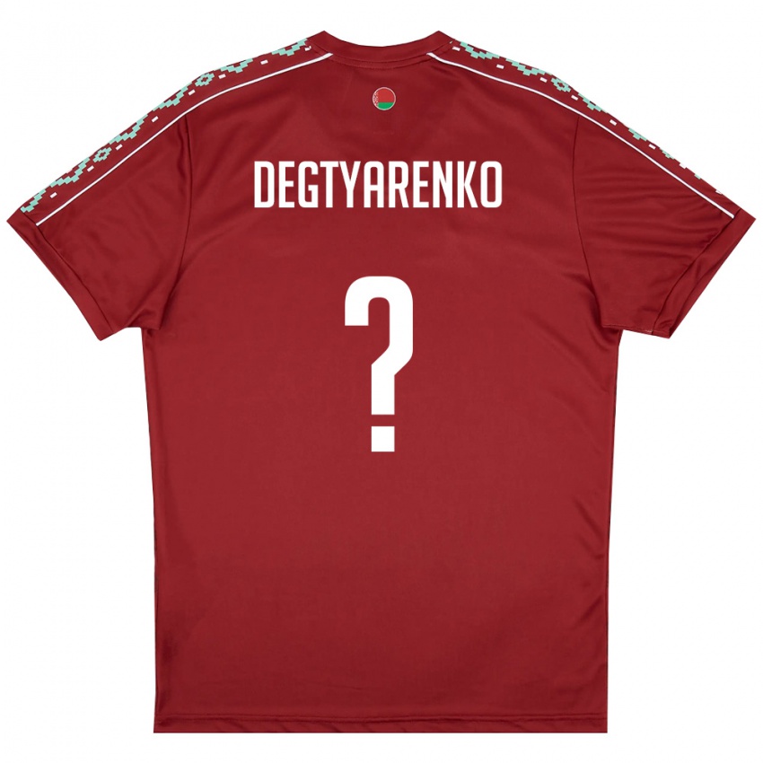 ילדים בלארוס Dmitriy Degtyarenko #0 אדום עמוק לבן ג'רזי ביתית 26-28 חולצה קצרה