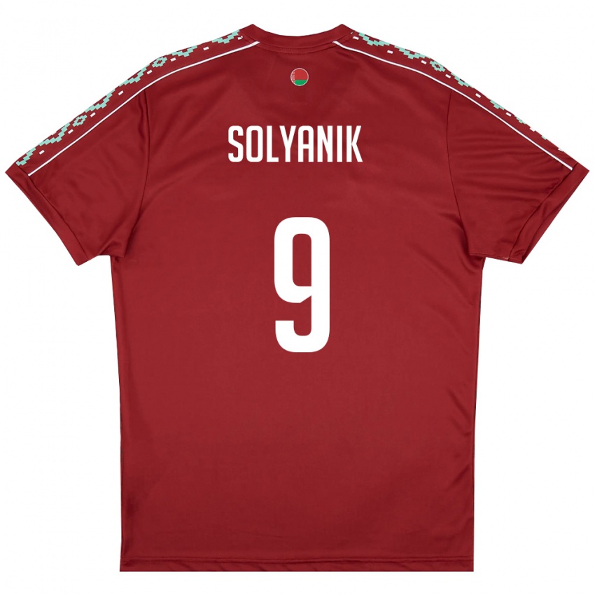 ילדים בלארוס Kirill Solyanik #9 אדום עמוק לבן ג'רזי ביתית 26-28 חולצה קצרה