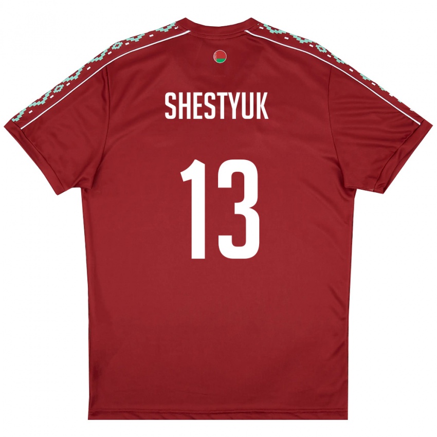 ילדים בלארוס אלכסנדר שסטיוק #13 אדום עמוק לבן ג'רזי ביתית 26-28 חולצה קצרה