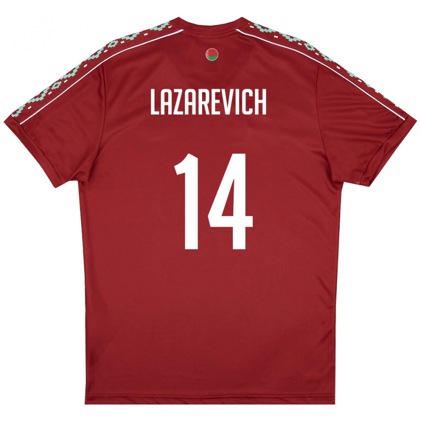 ילדים בלארוס Marat Lazarevich #14 אדום עמוק לבן ג'רזי ביתית 26-28 חולצה קצרה