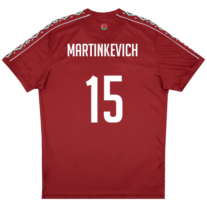 ילדים בלארוס Vadim Martinkevich #15 אדום עמוק לבן ג'רזי ביתית 26-28 חולצה קצרה