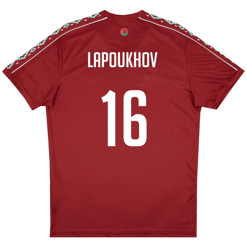 ילדים בלארוס פיודור לפואוחוב #16 אדום עמוק לבן ג'רזי ביתית 26-28 חולצה קצרה