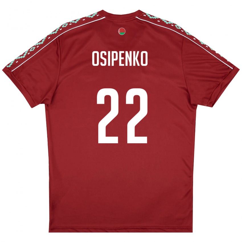 ילדים בלארוס Arseniy Osipenko #22 אדום עמוק לבן ג'רזי ביתית 26-28 חולצה קצרה