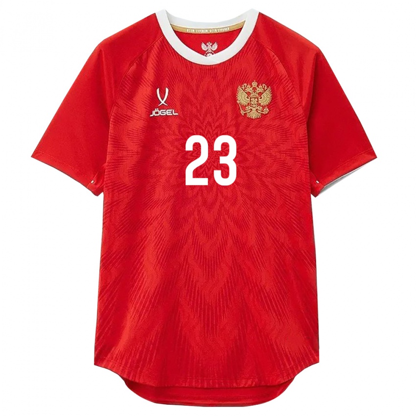 ילדים רוסיה Egor Kukushkin #23 אדום לבן חום ג'רזי ביתית 26-28 חולצה קצרה