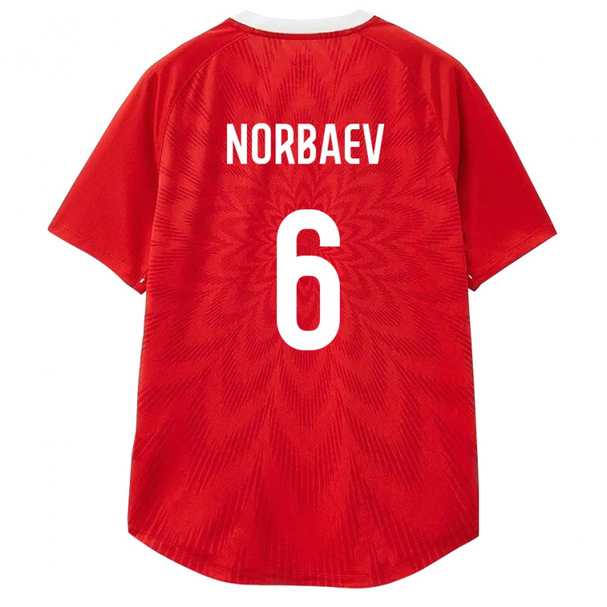 ילדים רוסיה Timur Norbaev #6 אדום לבן חום ג'רזי ביתית 26-28 חולצה קצרה