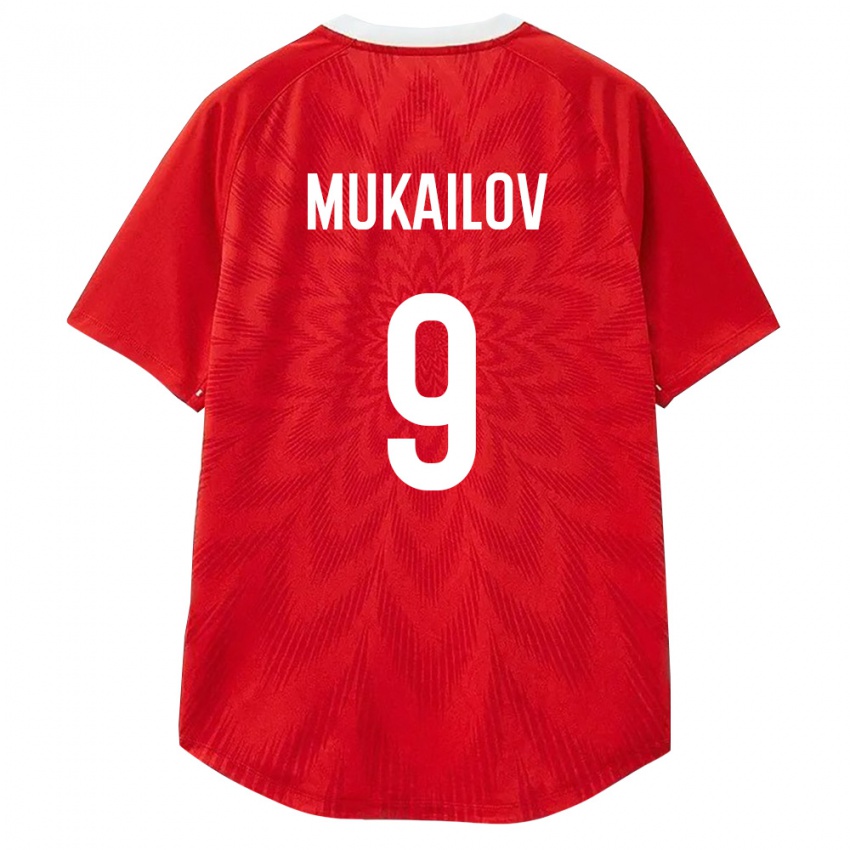 ילדים רוסיה Kazbek Mukailov #9 אדום לבן חום ג'רזי ביתית 26-28 חולצה קצרה