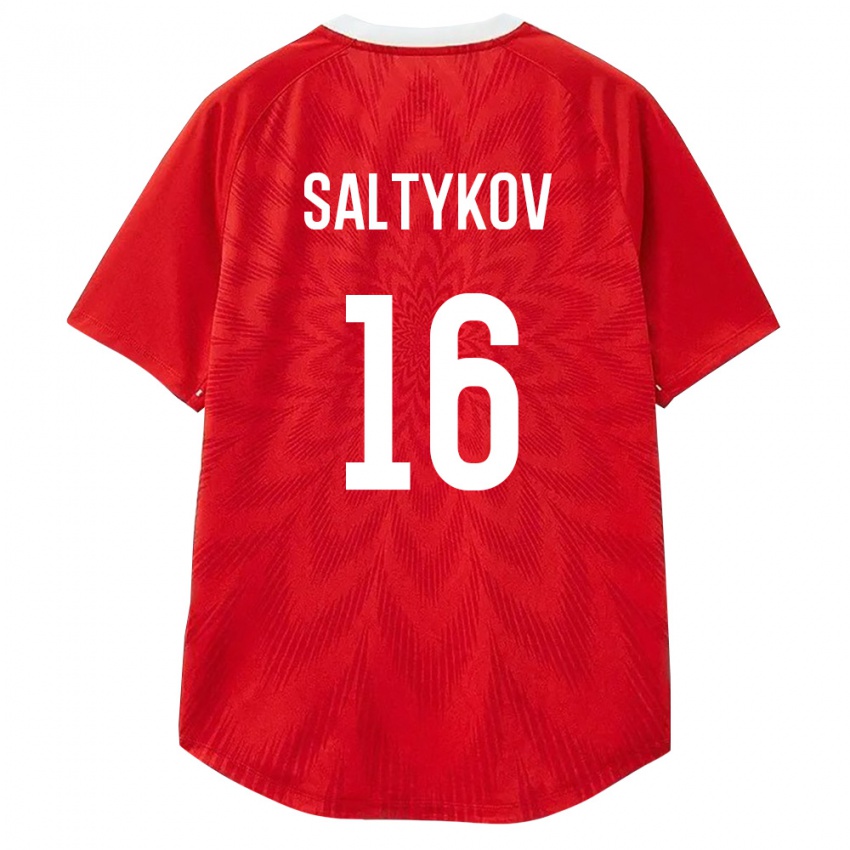 ילדים רוסיה ניקיטה סלטיקוב #16 אדום לבן חום ג'רזי ביתית 26-28 חולצה קצרה