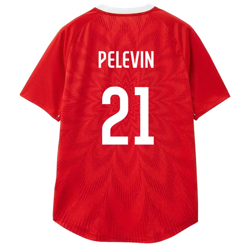 ילדים רוסיה Pavel Pelevin #21 אדום לבן חום ג'רזי ביתית 26-28 חולצה קצרה