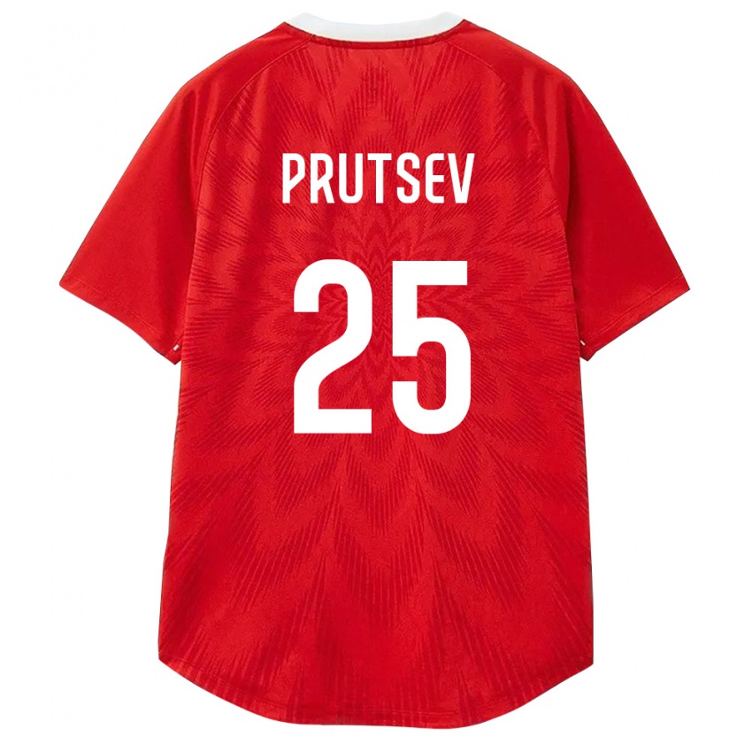 ילדים רוסיה Danil Prutsev #25 אדום לבן חום ג'רזי ביתית 26-28 חולצה קצרה