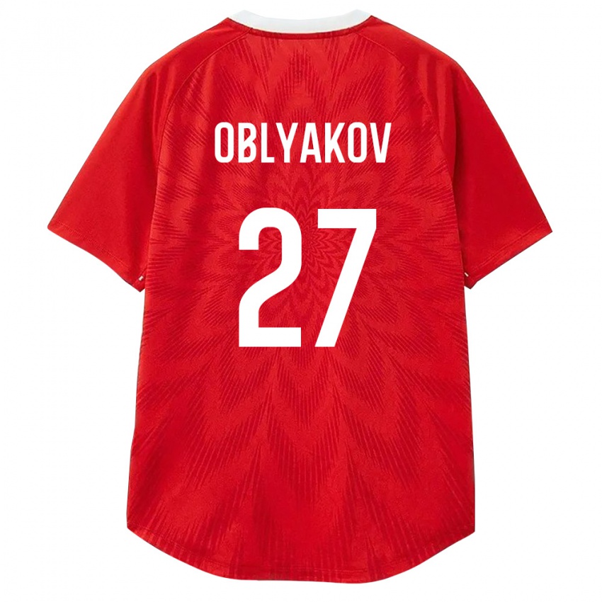 ילדים רוסיה איוואן אובליאקוב #27 אדום לבן חום ג'רזי ביתית 26-28 חולצה קצרה