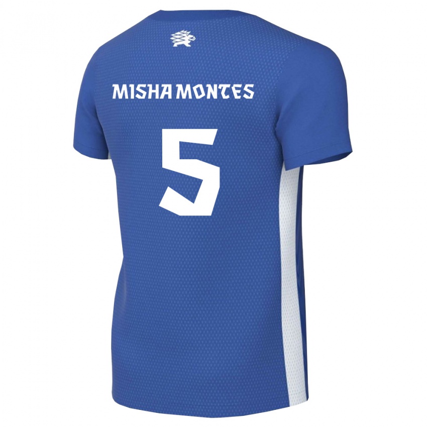 ילדים אסטוניה Dominic Misha Montes #5 כחול כהה לבן ג'רזי ביתית 26-28 חולצה קצרה