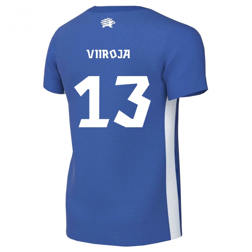 ילדים אסטוניה Jakob Viiroja #13 כחול כהה לבן ג'רזי ביתית 26-28 חולצה קצרה