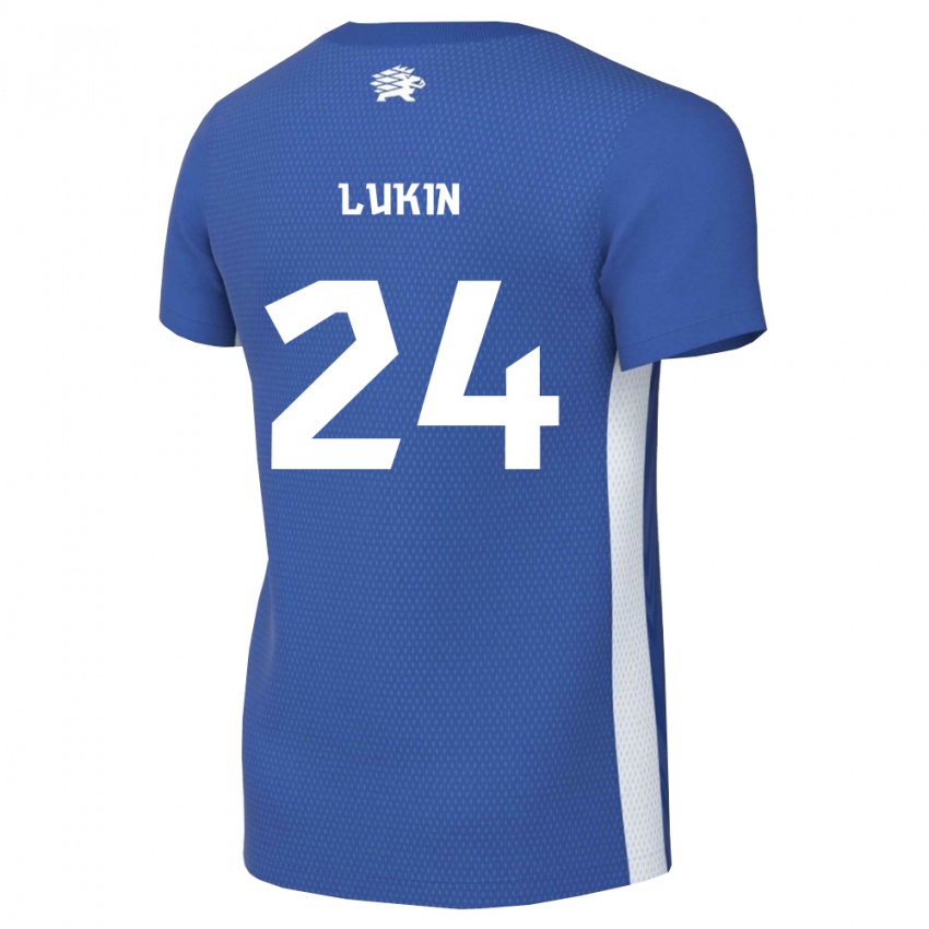 ילדים אסטוניה Roman Lukin #24 כחול כהה לבן ג'רזי ביתית 26-28 חולצה קצרה