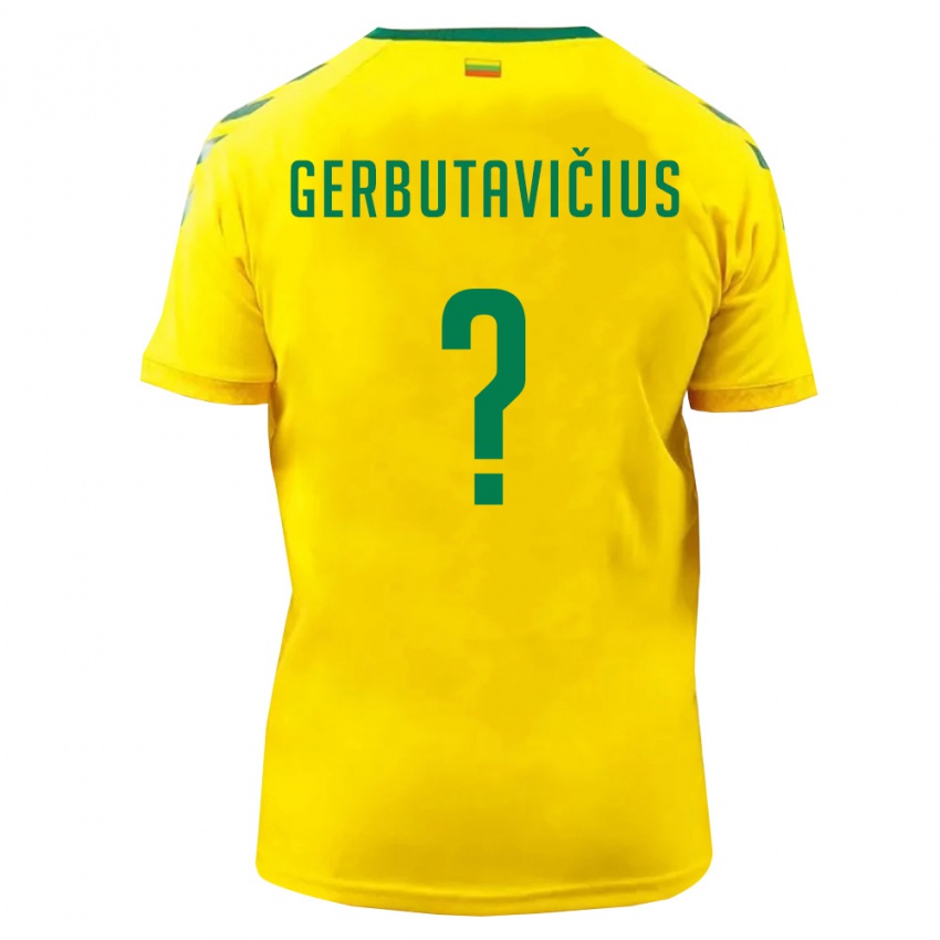 ילדים ליטא Justas Gerbutavičius #0 צהוב ירוק ג'רזי ביתית 26-28 חולצה קצרה