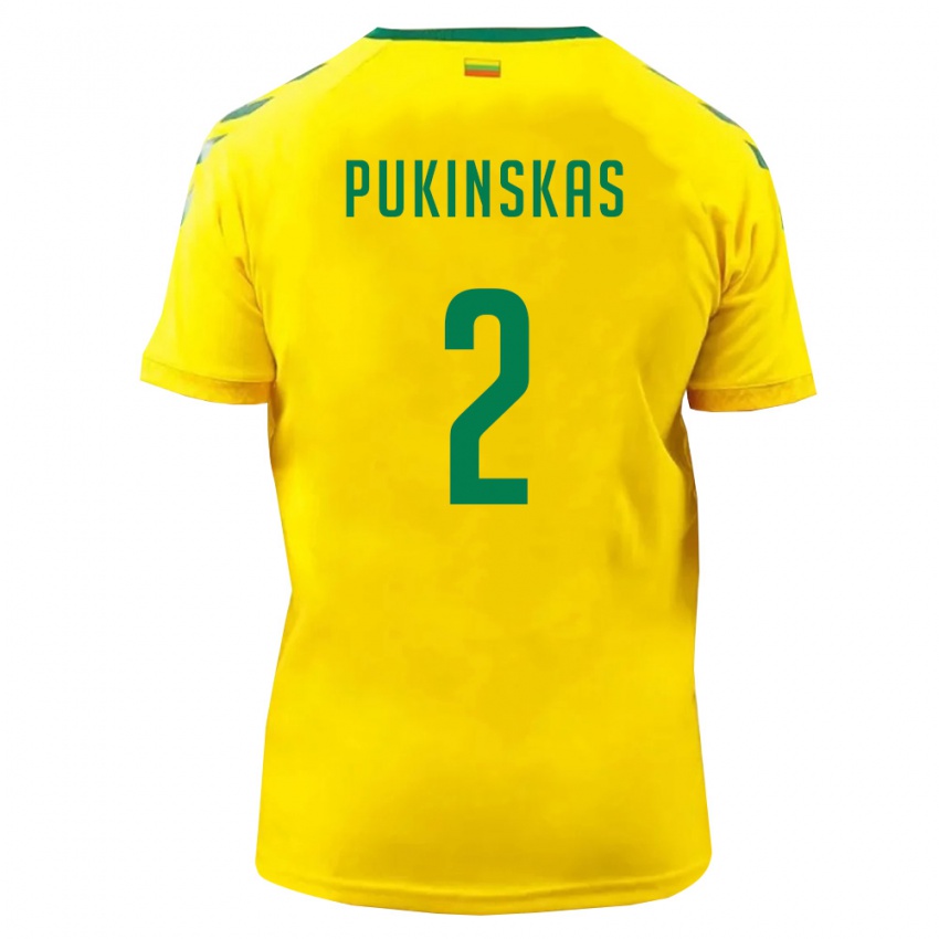 ילדים ליטא Ignas Pukinskas #2 צהוב ירוק ג'רזי ביתית 26-28 חולצה קצרה