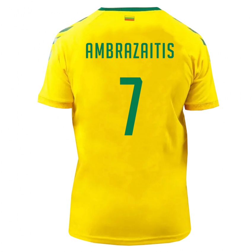 ילדים ליטא Matas Ambrazaitis #7 צהוב ירוק ג'רזי ביתית 26-28 חולצה קצרה